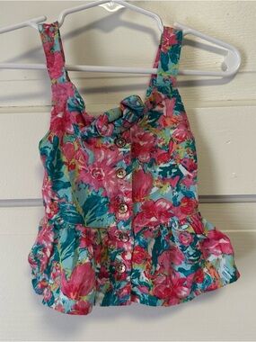 Vince Camuto Girls Floral Button-Front Tank Top Size 18 months